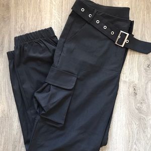 Boohoo Belted Cargo Trouser by Elenza Black